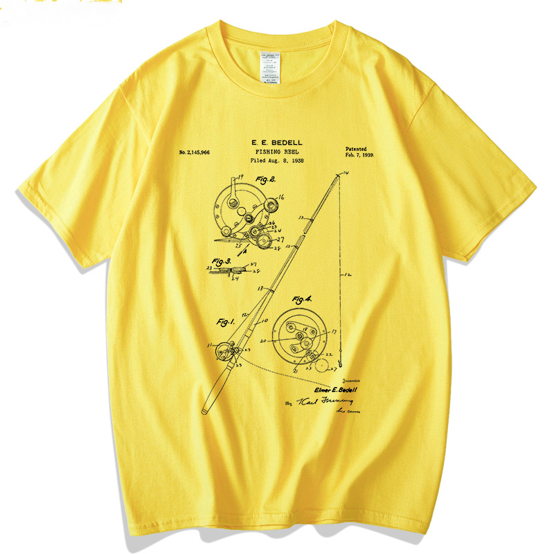 Fishing Rod Patent Blueprint T-shirt