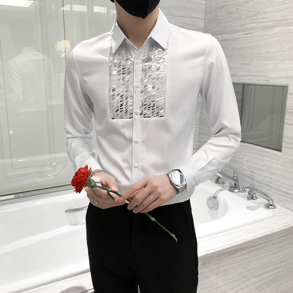 Slim-fit sequined shirt