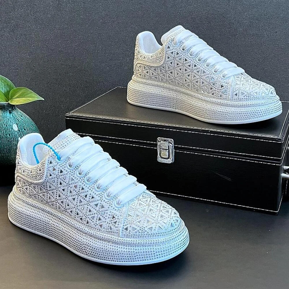 Luxury sneakers studded with rhinestones
