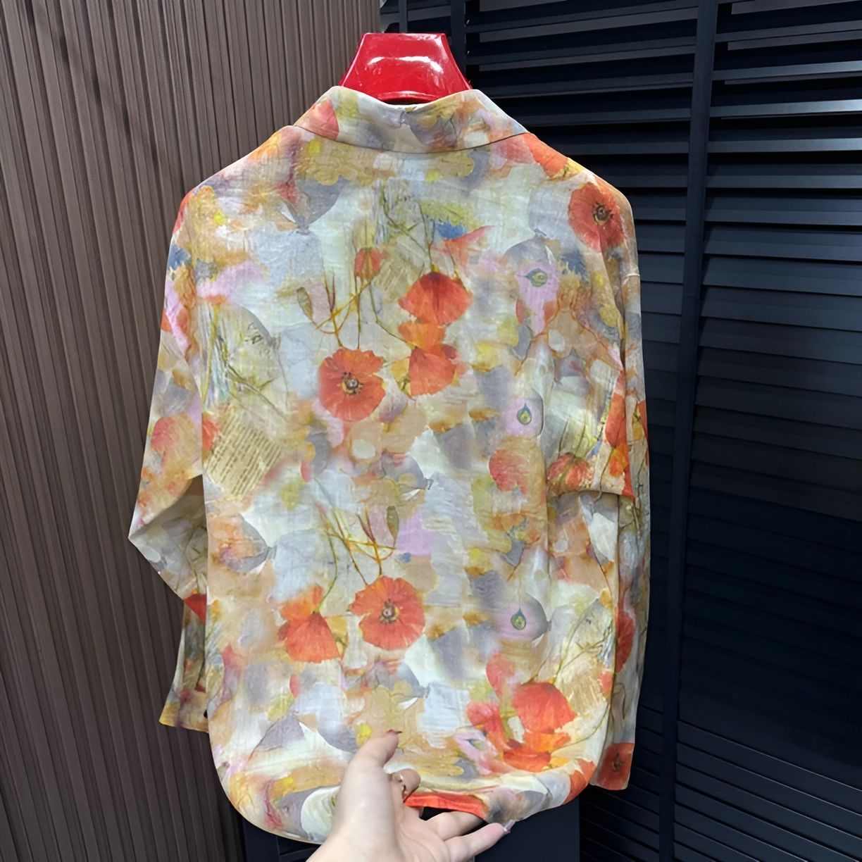 Color Block Floral Print Shirt