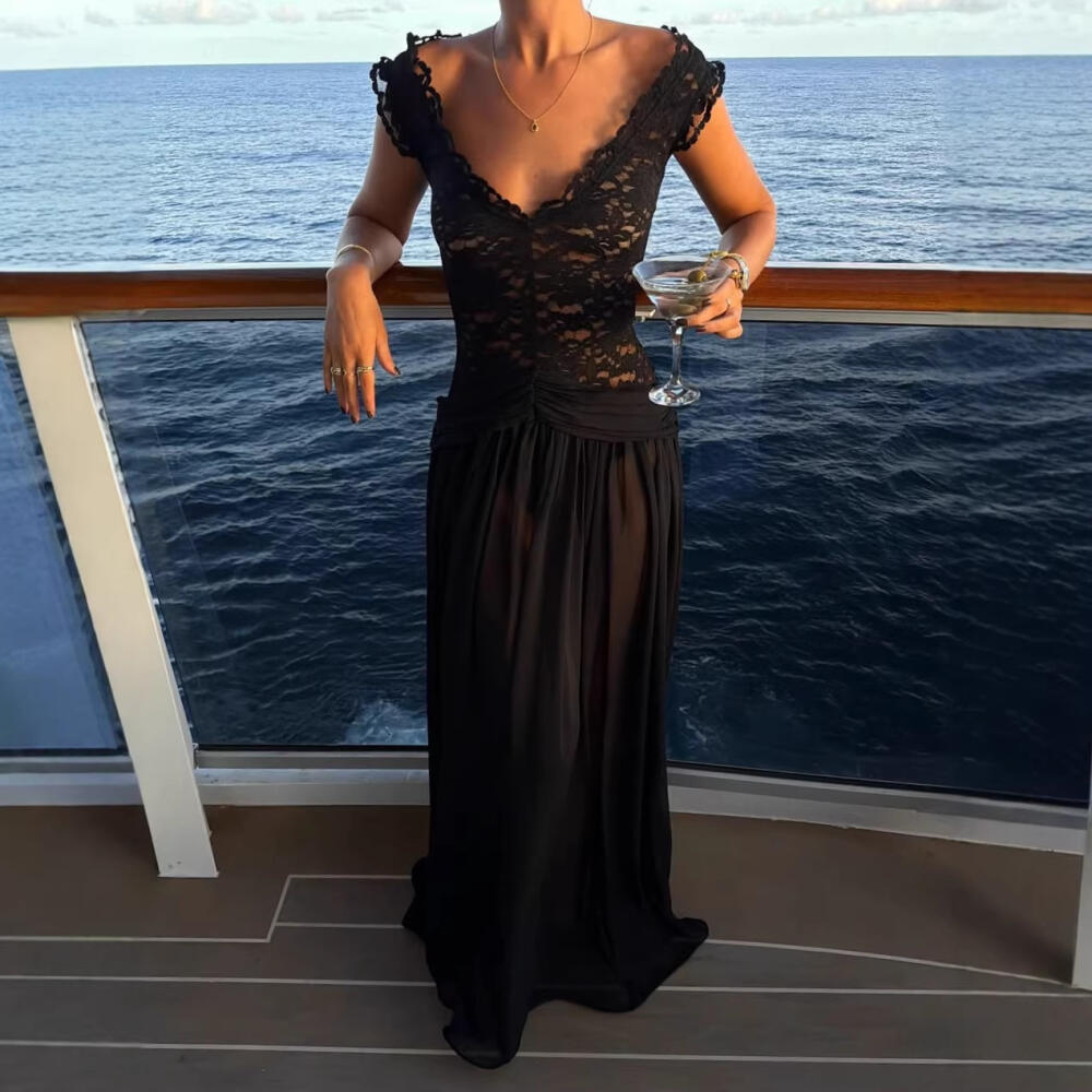 Sexy Black Cutout Flared Hem Formal Evening Gown