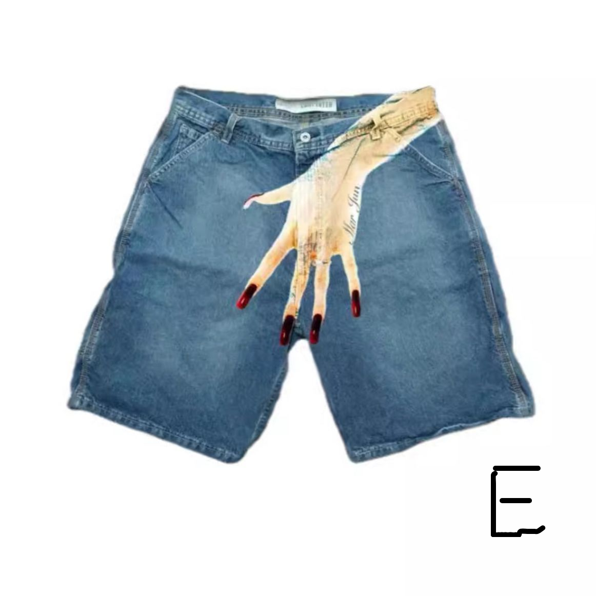 Nail Art Print Denim Shorts