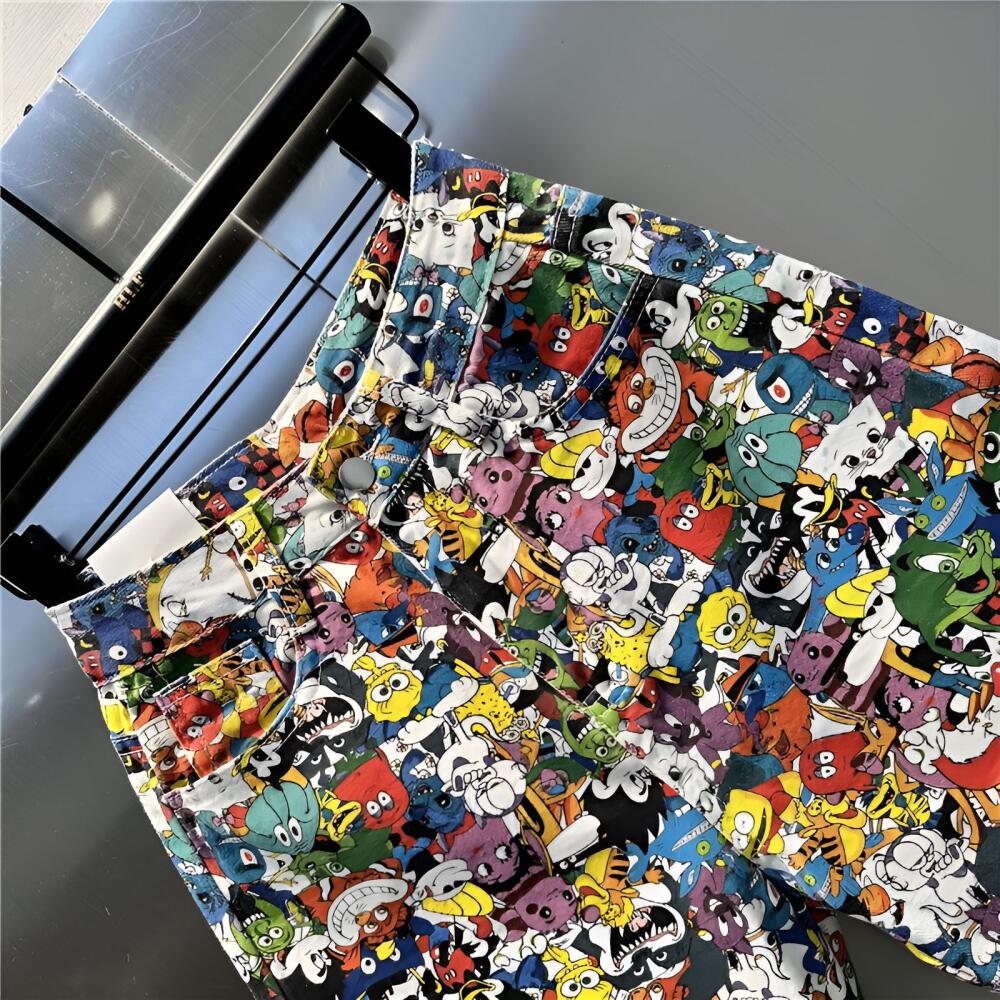 Cartoon Character Denim Shorts