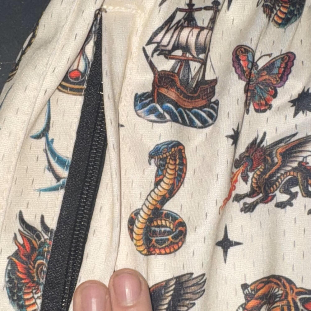 Vintage Print Beach Shorts