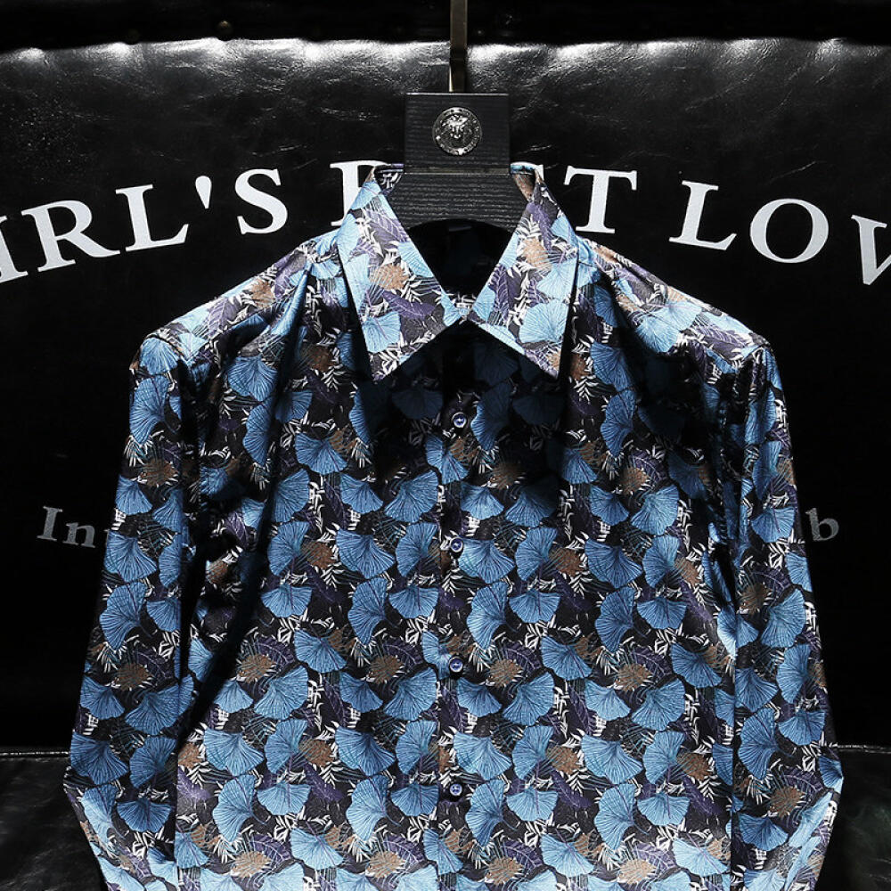 Blue Leaf Pattern Shirt