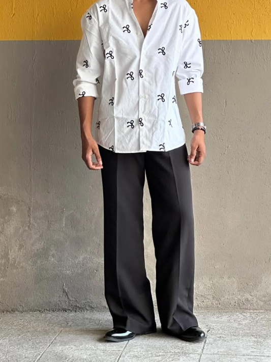 Printed bow tie casual shirt