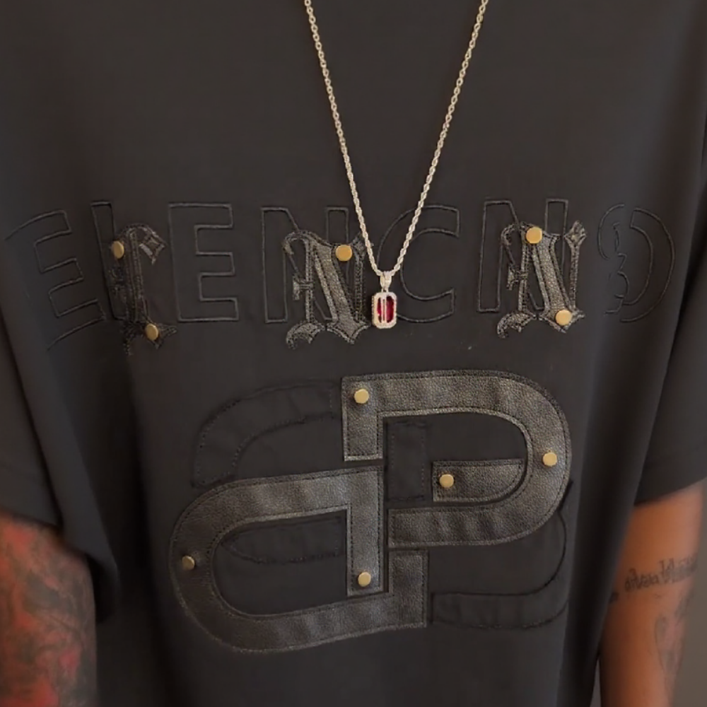 Leather Studded T‑Shirt