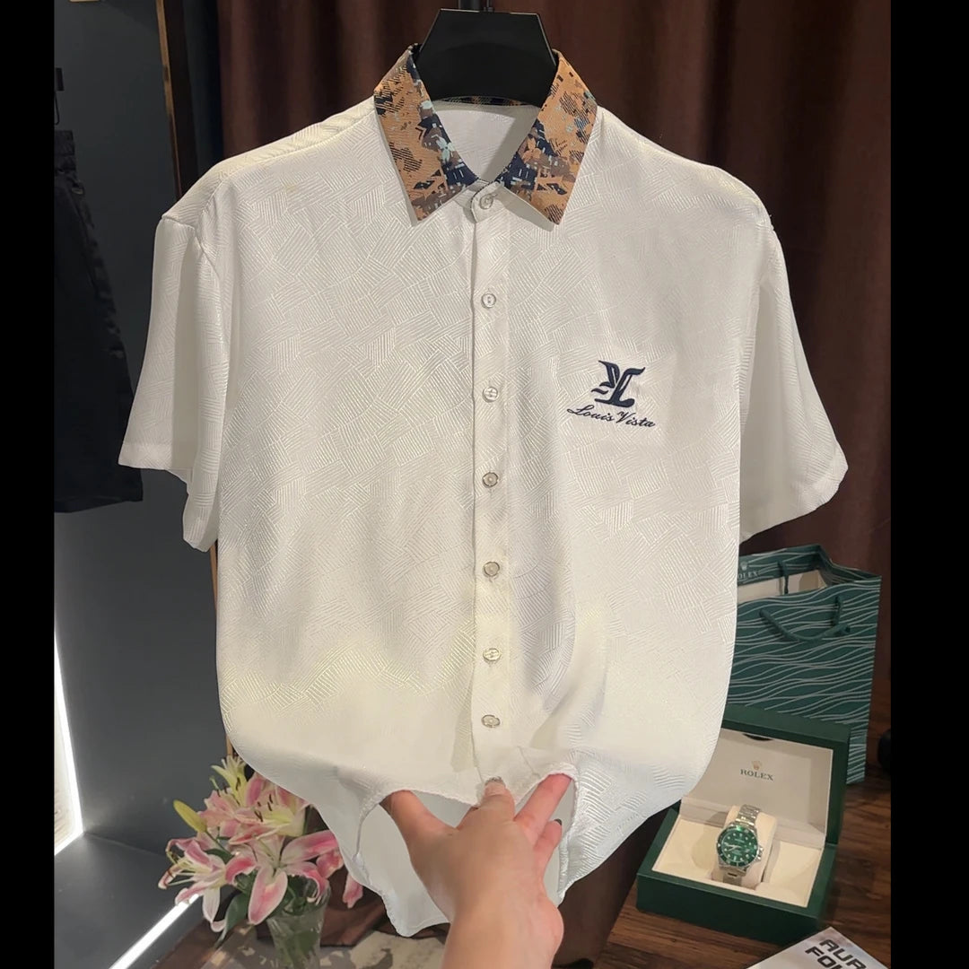 Luxury Subtle Pattern Lapel Shirt