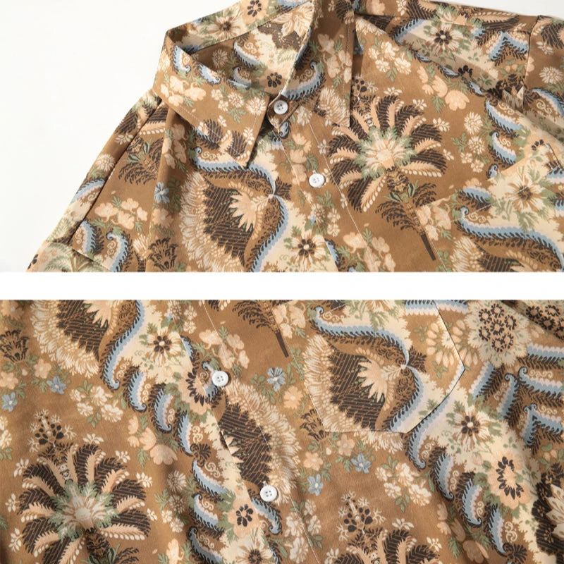 Vintage Feather & Floral Print Shirt