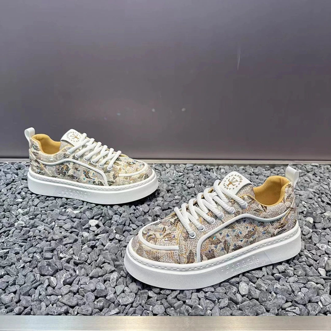 Rhinestone Height Increasing Casual Shoes