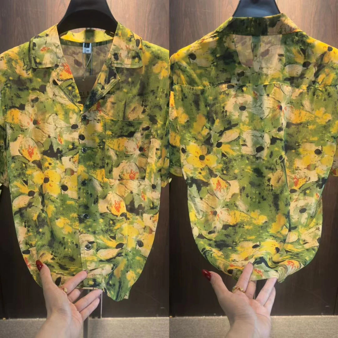 Yellow Floral Print Shirt