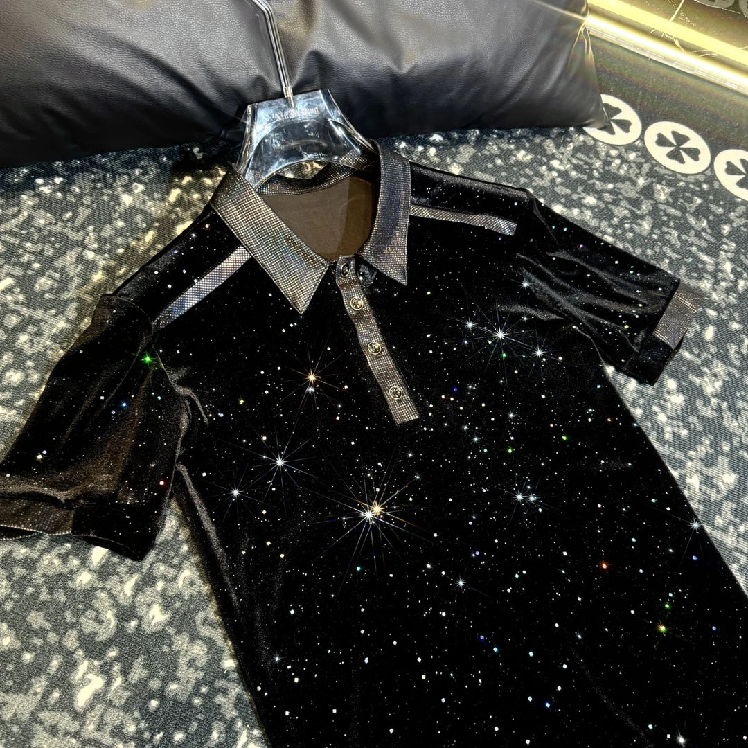 Star Gradient Collar Polo Shirt