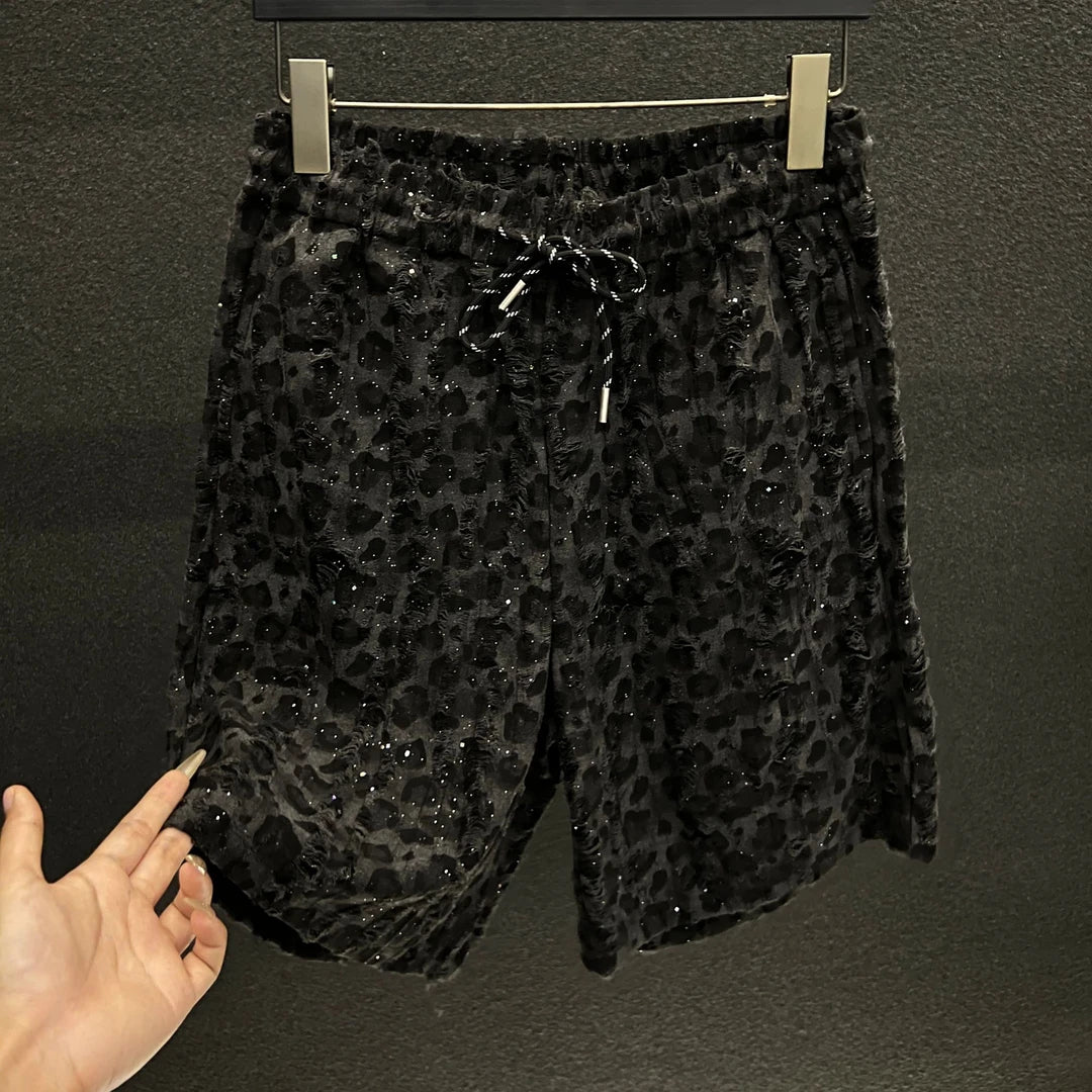 Leopard Print Sequin Two Piece Set