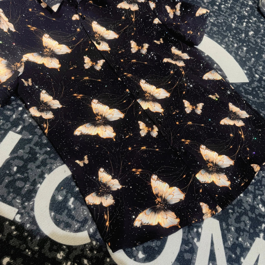 Golden Rhinestone Butterfly Shirt
