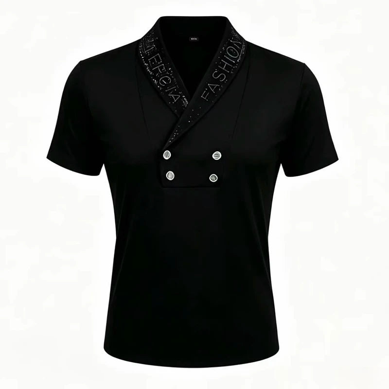 Shiny Diamond Turn-down Collar Fashion Shirt