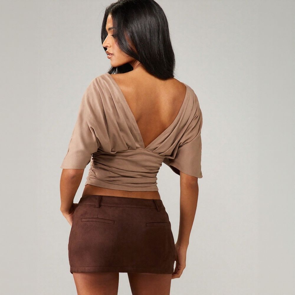 Ruched V-neck T-shirt