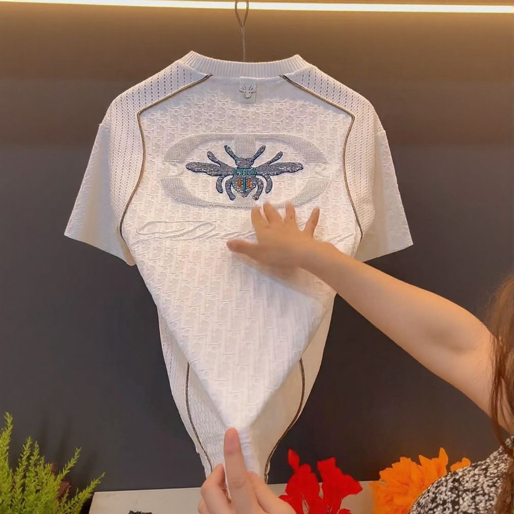 Sequin Bee Embossed T‑Shirt
