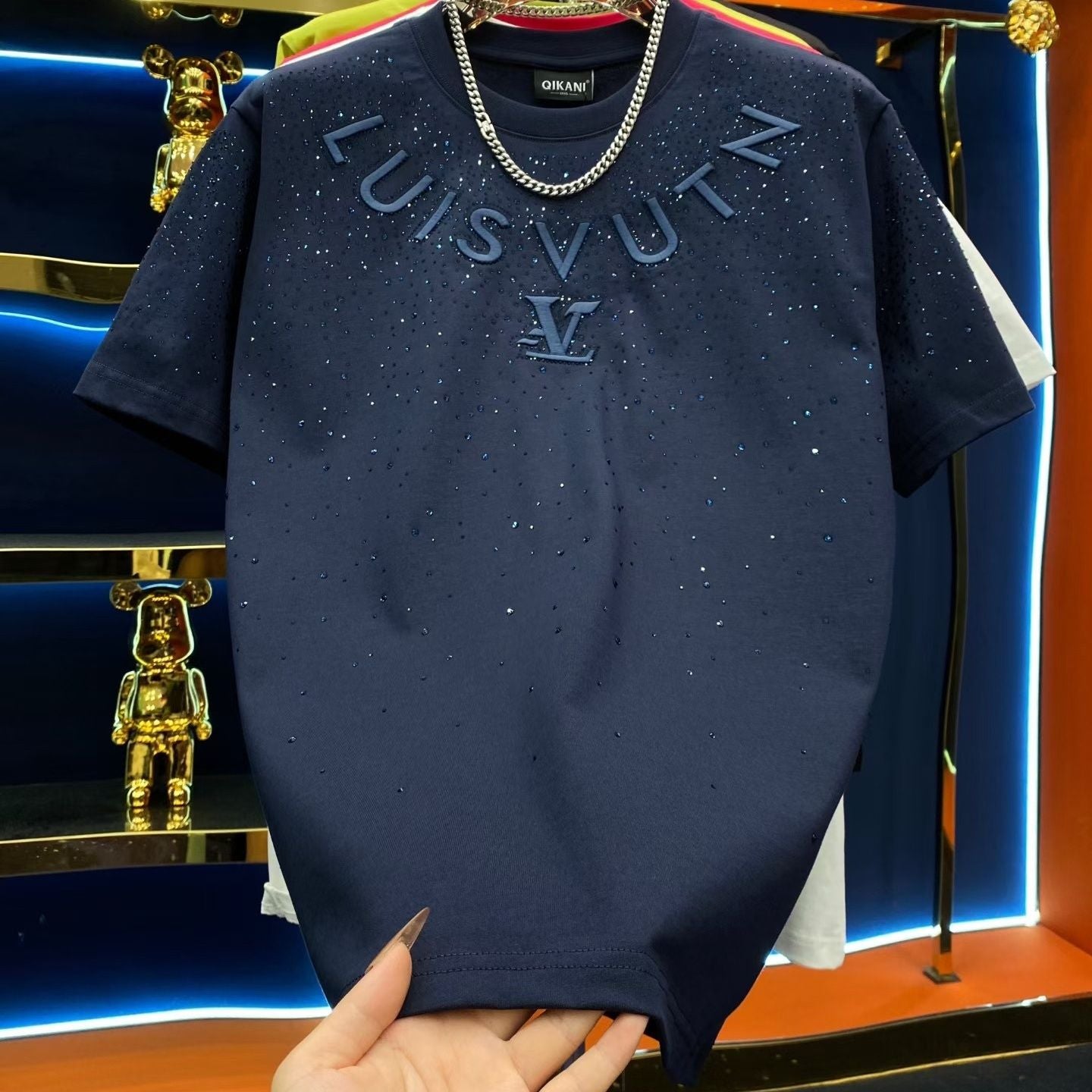 Rhinestone Star Embossed T-Shirt