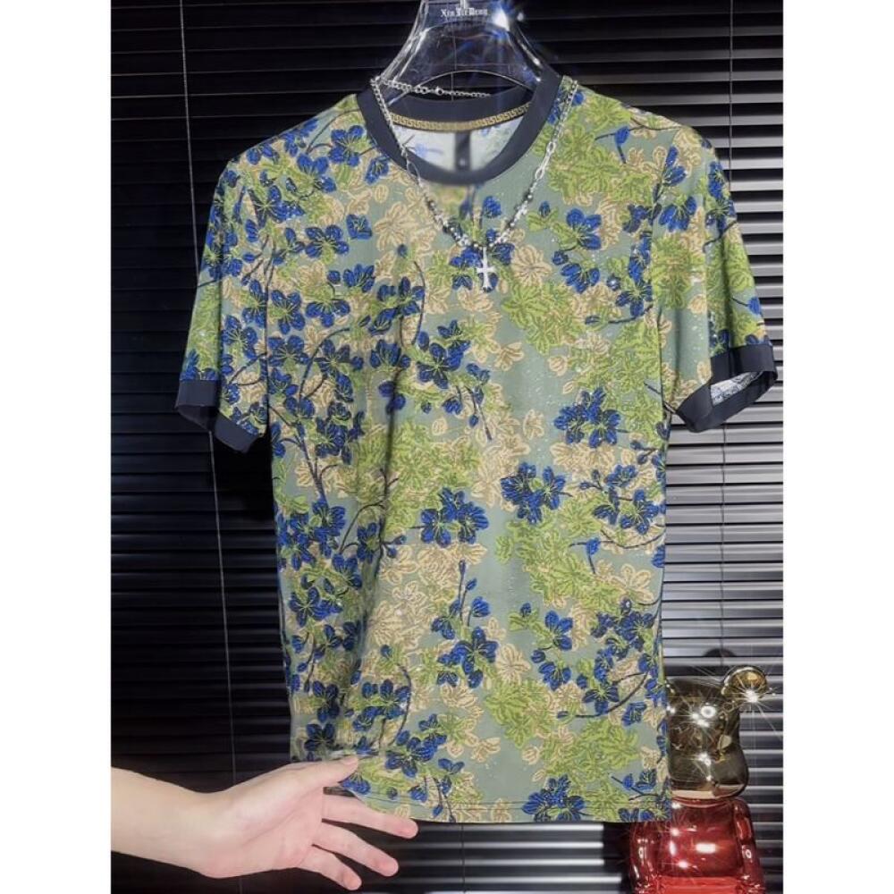 Blue Flower & Green Leaf T-shirt