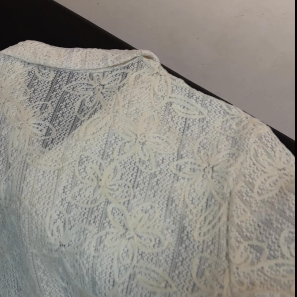 Floral Textured Hollow Out Breathable Shirt