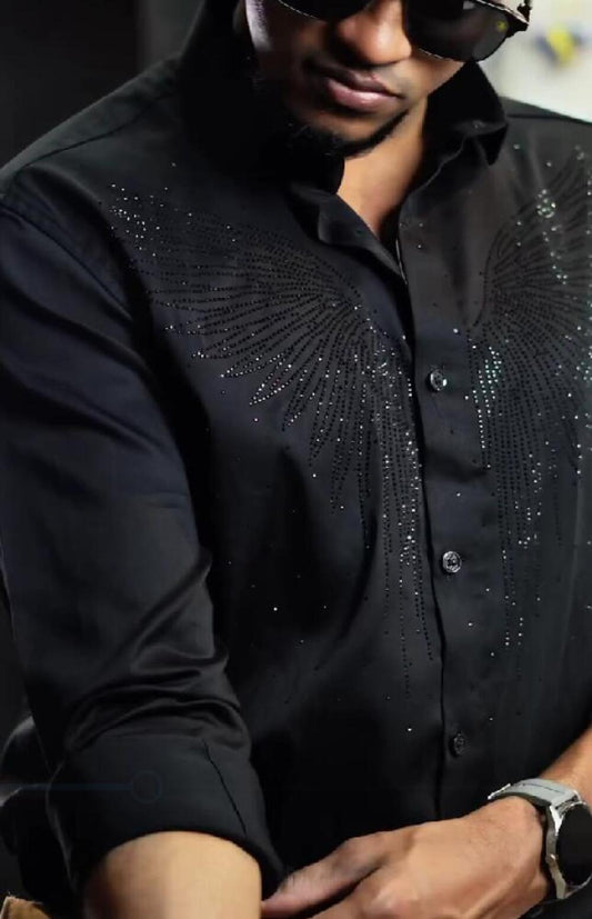 Eagle Wing Sequined Business Casual Shirt