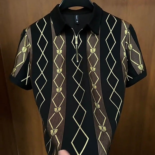 Vertical Stripe Polo Shirt