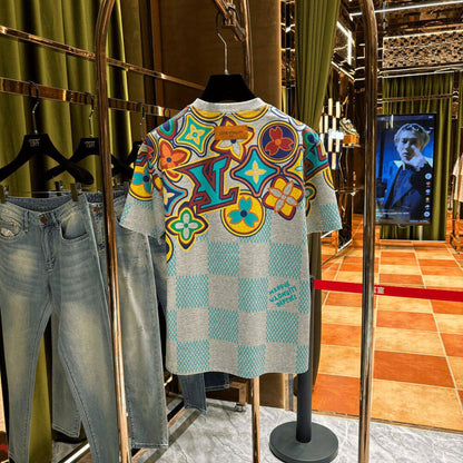 Multi-print light luxury short-sleeved shirt