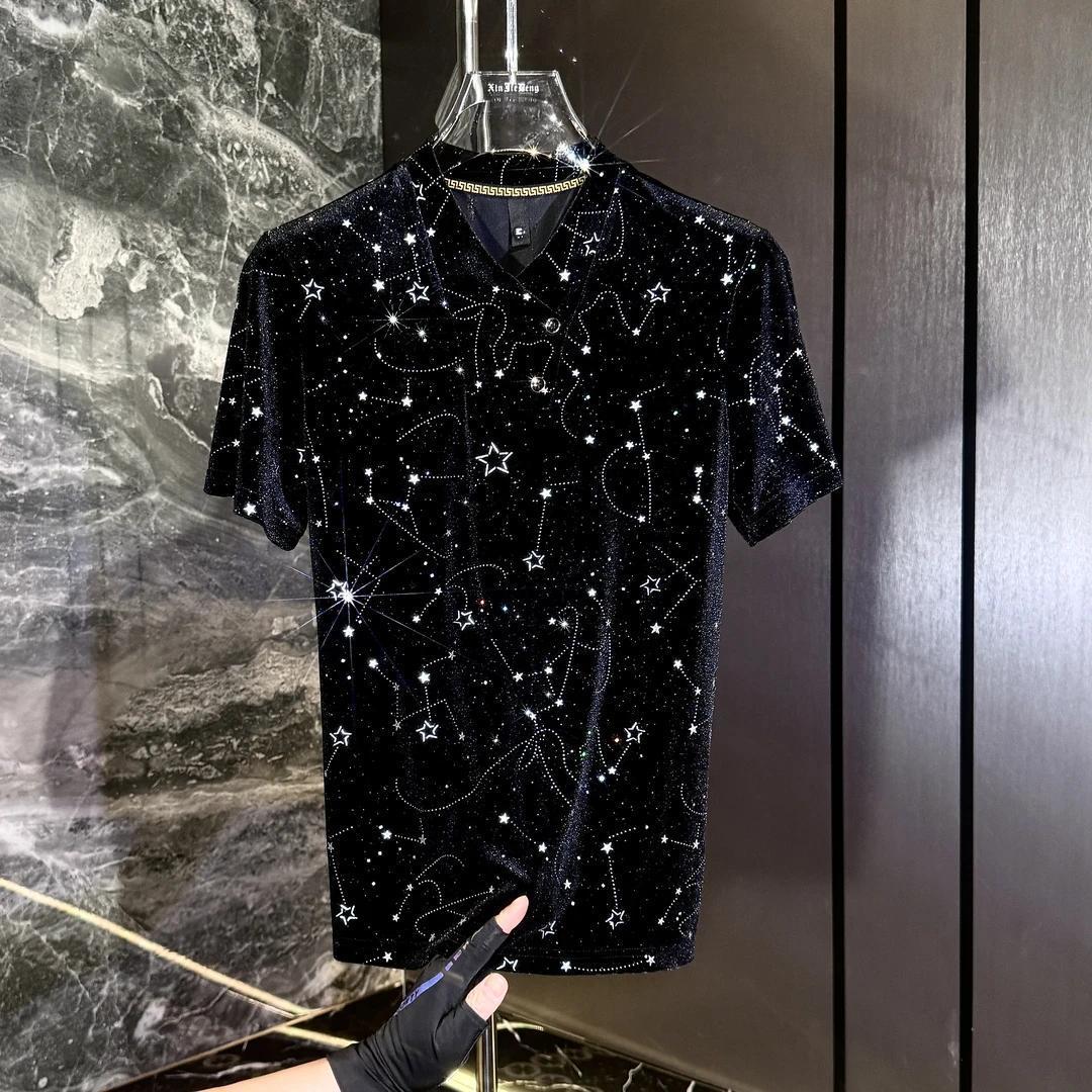 Star Print Lapel T-Shirt