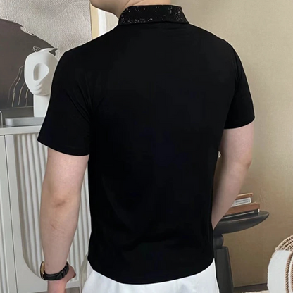Shiny Diamond Turn-down Collar Fashion Shirt