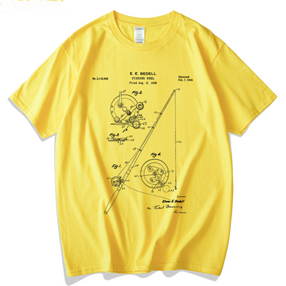 Fishing Rod Patent Blueprint T-shirt