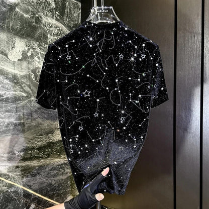 Star Print Lapel T-Shirt
