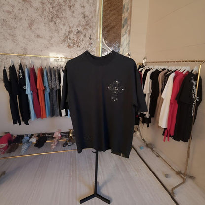 Leather Beaded Cross T‑Shirt