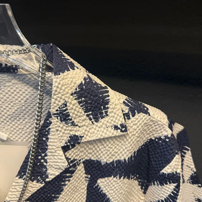 Leaf Pattern Cuban Collar Shirt