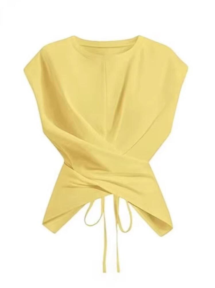 Tie-waist short sleeves