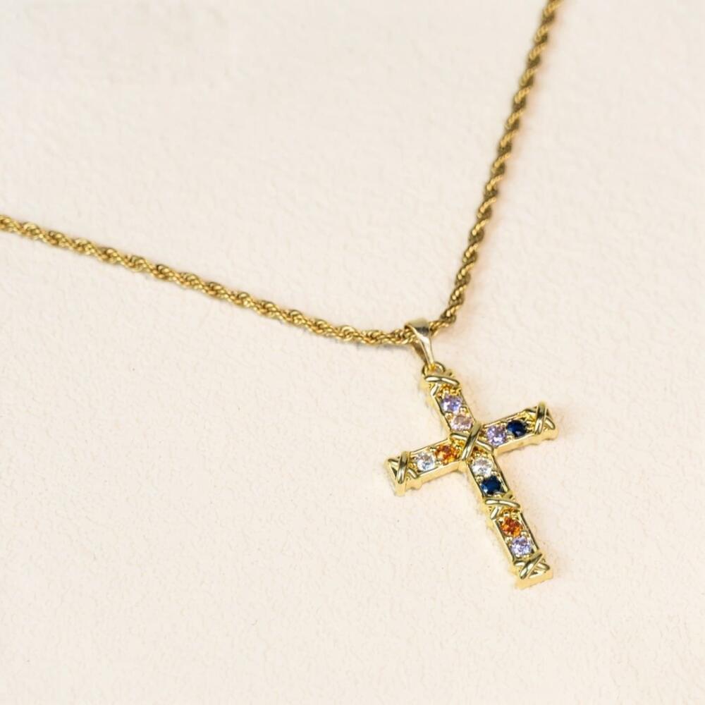 Full Paved Rhinestone Believer Cross Necklace