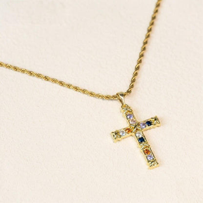 Full Paved Rhinestone Believer Cross Necklace