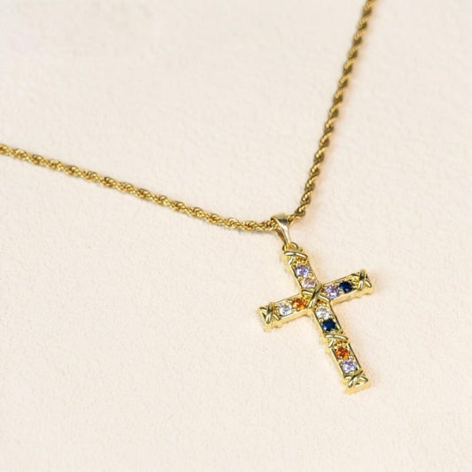 Full Paved Rhinestone Believer Cross Necklace