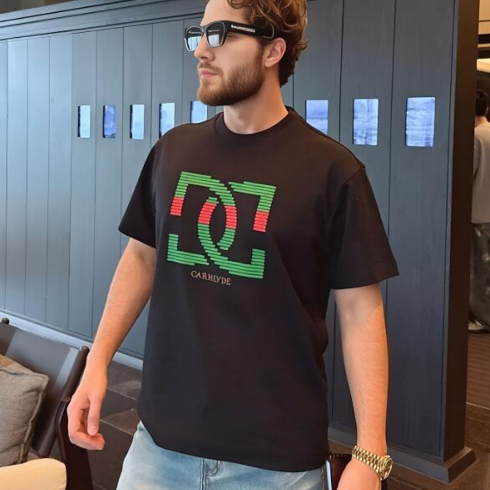 Red‑Green Striped T‑Shirt
