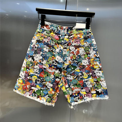 Cartoon Character Denim Shorts