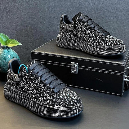Luxury sneakers studded with rhinestones