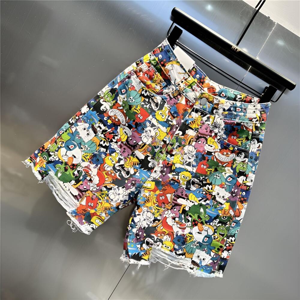 Cartoon Character Denim Shorts