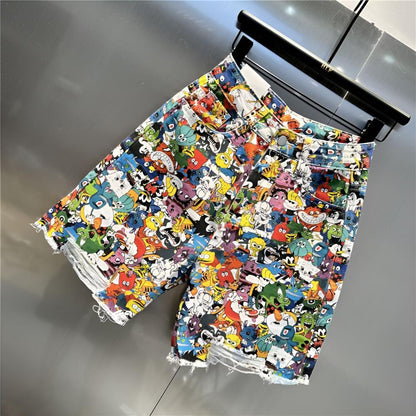 Cartoon Character Denim Shorts