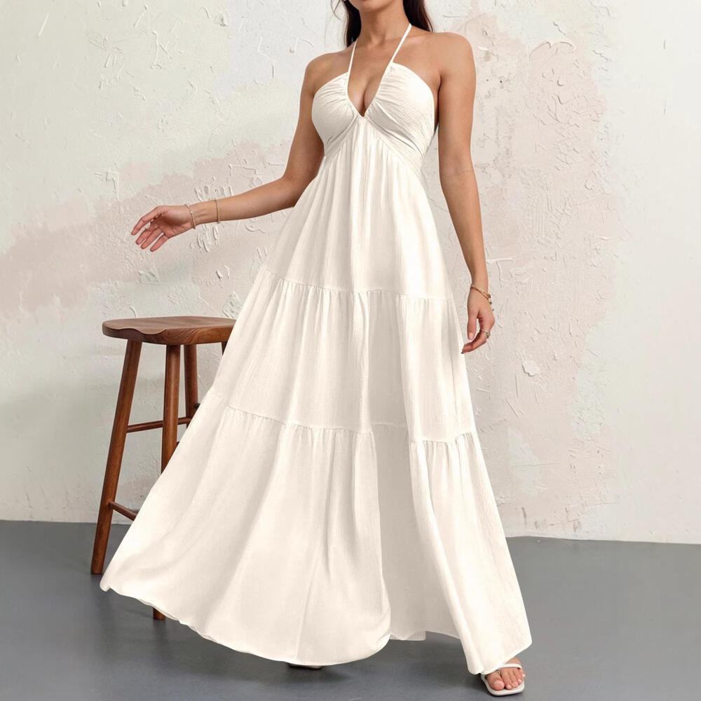 Deep V Neck Off-Shoulder Bohemian Maxi Dress