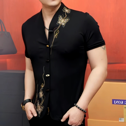 Butterfly Accent Button Shirt