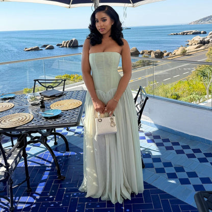 Fresh Green Bandeau Vacation Dress