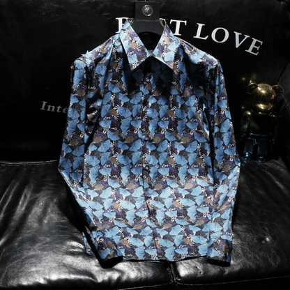 Blue Leaf Pattern Shirt
