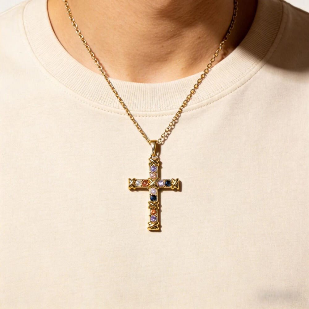 Full Paved Rhinestone Believer Cross Necklace