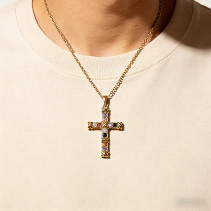 Full Paved Rhinestone Believer Cross Necklace