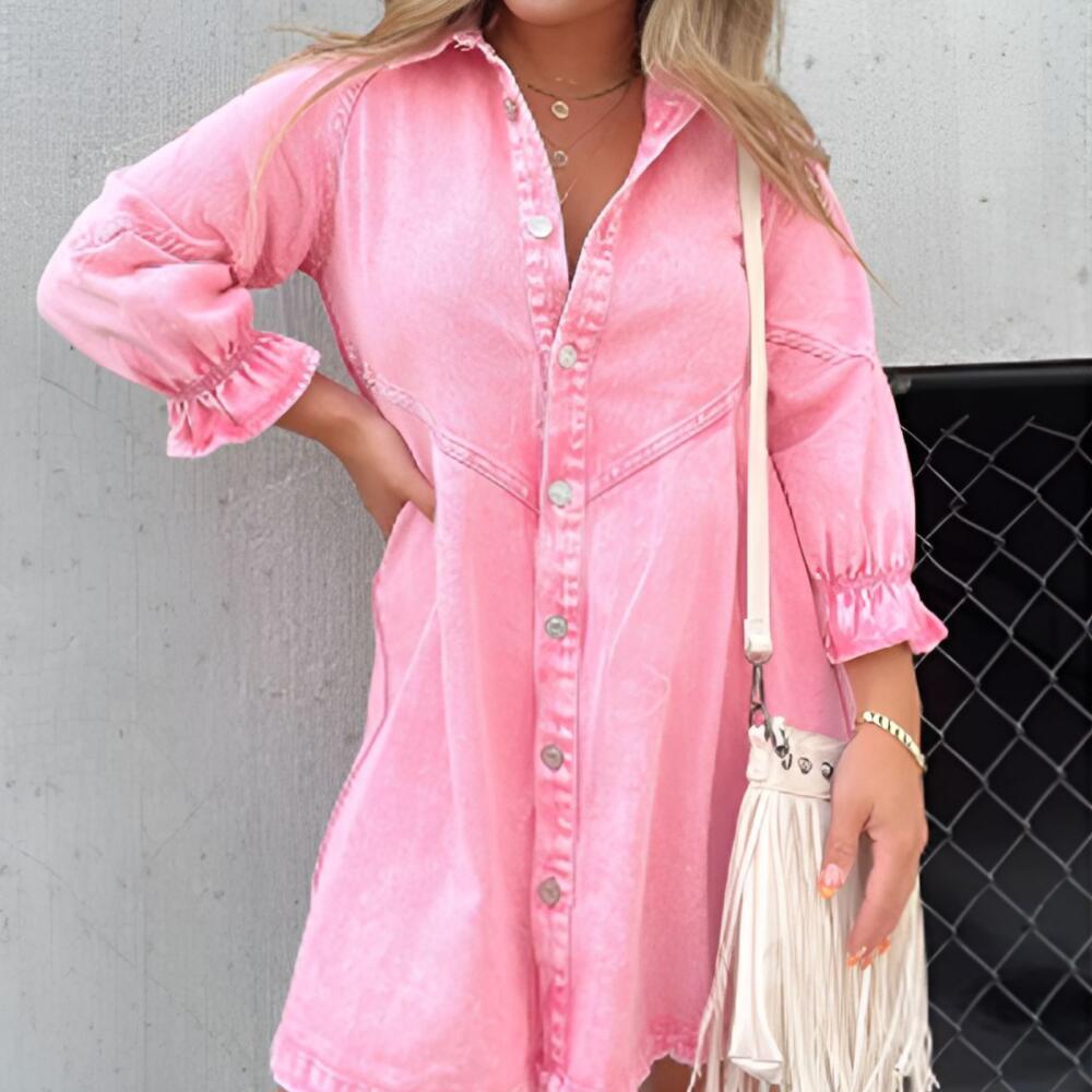 Vintage Washed Denim Shirt Dress