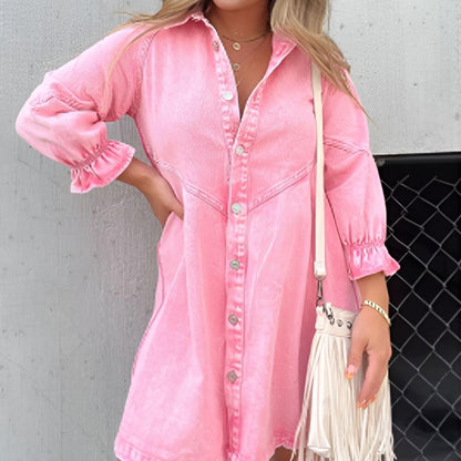 Vintage Washed Denim Shirt Dress